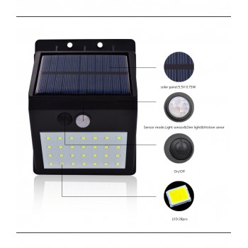 20 LEDS Solar Motion Sensor Light Super Bright Waterproof With Motion Pir Sensor